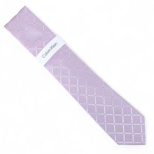 Calvin Klein Men's Herringbone Grid Tie Necktie Classic 3" Silk Blend Pink $69.5